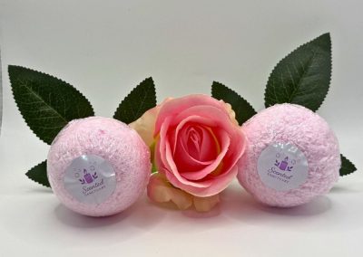 Rose scented bath bombs handmade in Tasmania from Scented Sanctuary