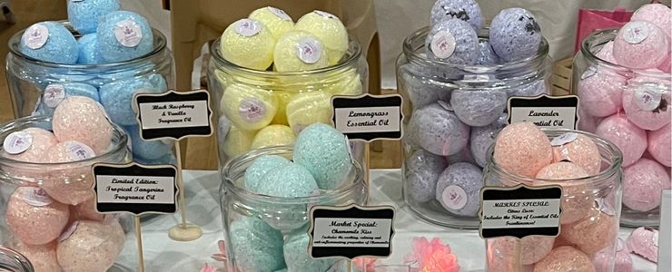 handmade bath bombs assorted from scented sanctuary