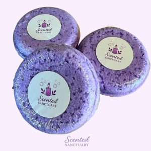 serenity bloom essential oil handmade shower fizzers made by scented sanctuary