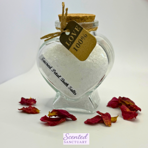 Rose, Geranium, Orange, Ylang Ylang, Jasmine, Sandalwood, Essential Oils Bath Salts, A ritual of love, softness and surrender